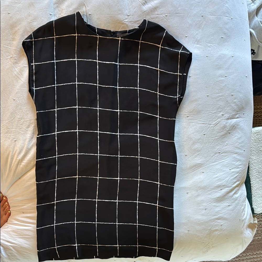Vince Black Grid Pattern Dress, NWOT, LG